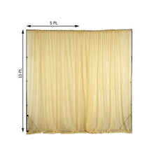 sheer organza champagne curtain with measurements of 5 ft and 10 ft