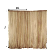 Sheer Organza Gold Curtain with measurements of 10 ft and 5 ft