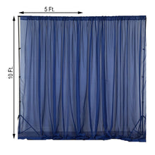 sheer organza navy blue curtain with measurements of 5 ft and 10 ft
