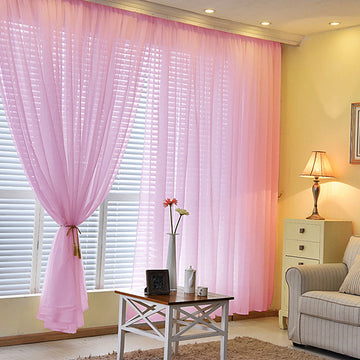 2 Pack Pink Inherently Flame Resistant Chiffon Curtain Panels