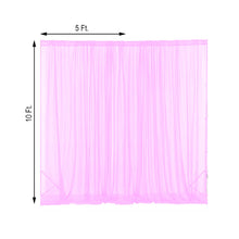 Sheer pink curtain with measurements of 10 ft and 5 ft