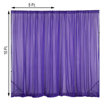 Sheer Organza Purple Curtain with measurements of 5 ft and 10 ft