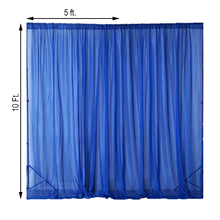 Sheer Organza Royal Blue Curtain with measurements of 5 ft and 10 ft