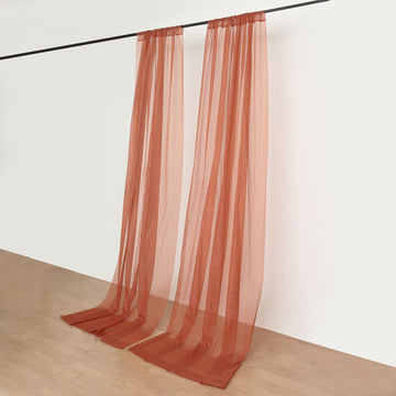 Enhance Your Event Decor with Terracotta (Rust) Chiffon Curtain Panels