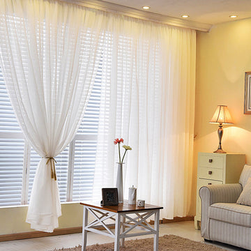 Elegant White Flame Resistant Chiffon Curtain Panels