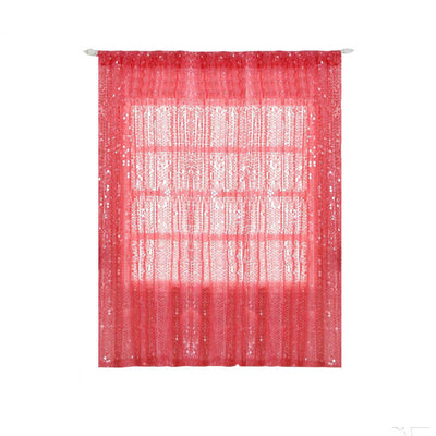 Pink sheer curtain with sequins on a white background.