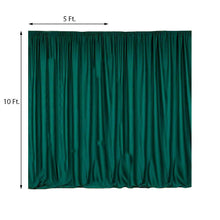 A solid Hunter Emerald Green Scuba Polyester curtain with measurements of 5 ft and 10 ft, perfect for room divider, solid backdrop curtain & dividers