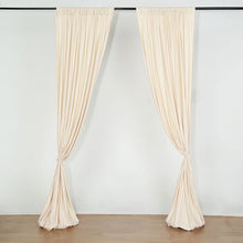 2 Pack Beige Scuba Polyester Curtain Panel Inherently Flame Resistant Backdrops