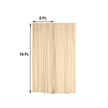 A picture of a Champagne Scuba Polyester Wrinkle Free curtain with the measurements 5 ft and 10 ft, used as a room divider, solid backdrop curtain & dividers