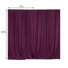 A solid Eggplant Scuba Polyester curtain with measurements on a white background, perfect for room divider, solid backdrop curtain & dividers