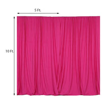 A solid Scuba Polyester Fuchsia panel curtain with measurements of 5 ft and 10 ft, perfect for room divider, solid backdrop curtain & dividers