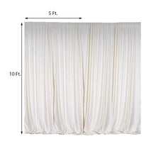 A solid ivory Scuba Polyester backdrop curtain with measurements on a white background, perfect for room divider and solid backdrop curtain & dividers