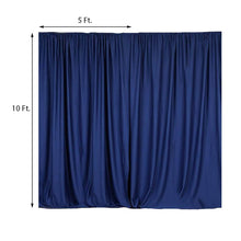 A Navy Blue Scuba Polyester Solid Panel Curtain with measurements of 5 ft and 10 ft, perfect for room divider, solid backdrop curtain & dividers
