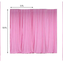 A pink Scuba Polyester curtain with measurements of 5 ft width, 10 ft height, and 15 ft length, perfect for room divider, solid backdrop curtain & dividers