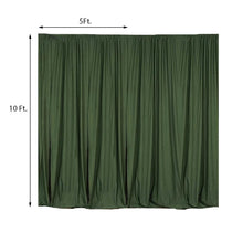 A solid olive green Scuba Polyester curtain with measurements of 5 ft width and 10 ft height, perfect for room dividers and solid backdrop curtain & dividers