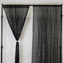 Sequin Window Treatment Panels 52 Inch x 64 Inch Black Curtains With Rod Pockets 2 Pack