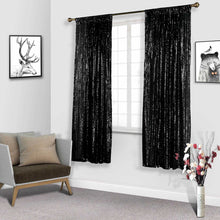 Pack of 2 | 52inch x 84inch Black Sequin Curtains With Rod Pocket Window Treatment Panels