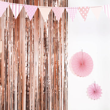 Add a Touch of Elegance with Rose Gold Metallic Tinsel Foil Fringe Doorway Curtain