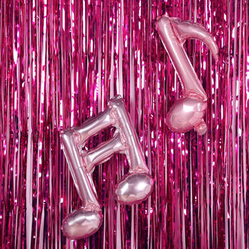 Elevate Your Event Decor with Fuchsia Metallic Tinsel Foil Fringe Doorway Curtain Party Backdrop
