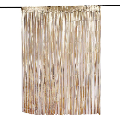 Gold fringe curtain for events and decorations