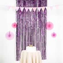 Metallic Purple Curtain Backdrop 8 Feet In Tinsel Foil Fringe 