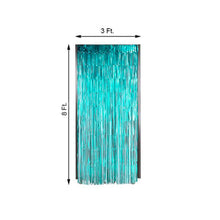 blue foil curtain with measurements on a white background