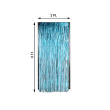 8ft Blue Metallic Tinsel Foil Fringe Doorway Curtain Party Backdrop