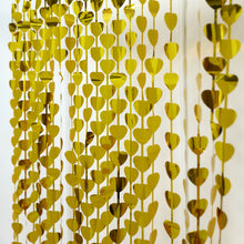 Heart Fringe Gold Foil Tinsel Streamer Curtain 3 Feet By 6.5 Feet