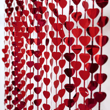 Heart Fringe Red Foil Tinsel Streamer Curtain 3 Feet By 6.5 Feet