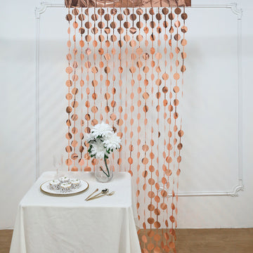 Add Glamour to Your Event with the Rose Gold Round Chain Foil Fringe Curtain
