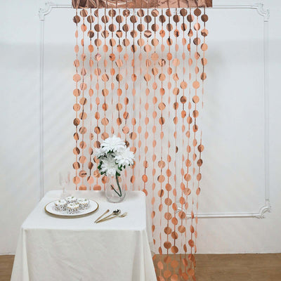 Copper circle backdrop for events and celebrations. Stylish party decor.