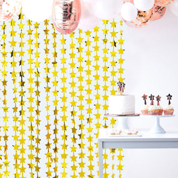 Add Glamour to Your Event with the Gold Star Chain Foil Fringe Curtain
