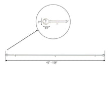 42-126inch Adjustable Curtain Rod Set, Silver, Round Finials