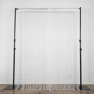 White Silk String Tassels Backdrop Party Curtains 12ft Long