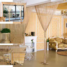 3 Feet x 8 Feet Gold Tasseled Silk String Curtain Panels For Room Dividing