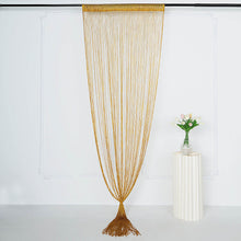 3 Feet x 8 Feet Gold Silk String Curtains Room Divider Panels With Tassels