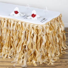 Champagne Curly Willow Taffeta Table Skirt 14 Feet