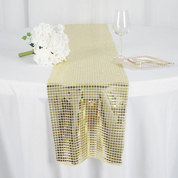 Add Elegance to Your Event with the Champagne Dashing Mirror Foil Table Runner