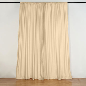 2 Pack Champagne Scuba Polyester Curtain Panel Inherently Flame Resistant Backdrops Wrinkle Free With Rod Pockets 10ftx10ft