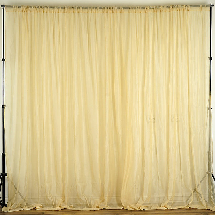 Champagne Fire Retardant Sheer Organza Premium Curtain Panel Backdrops With Rod Pockets#whtbkgd