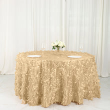 132 Inch Champagne Leaf Petal Taffeta Round Tablecloth