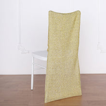Spandex Champagne Metallic Shimmer Tinsel Stretch Chair Slipcover