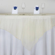 72 Inch x 72 Inch Champagne Square Organza Table Overlay#whtbkgd