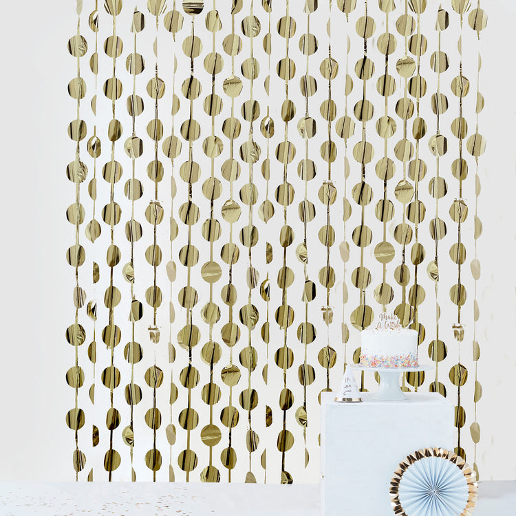 Tinsel Streamer Fringe Circle Champagne Metallic Foil Curtain Backdrop 3 Feet By 6.5 Feet