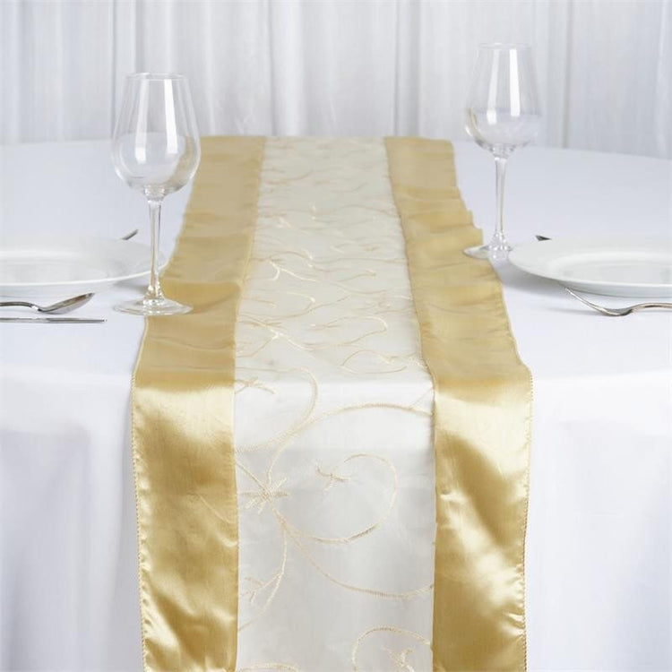 Champagne Embroidered Table Runner#whtbkgd