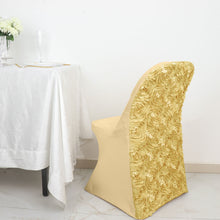 Champagne Rosette Fitted Folding Chair Cover
