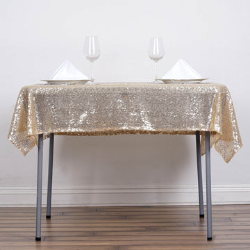 Elevate Your Event with the Champagne Seamless Premium Sequin Square Tablecloth