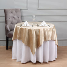 54inch x 54inch Champagne Seamless Premium Velvet Square Table Overlay, Reusable Linen