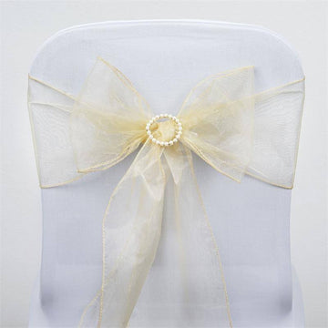 Elevate Your Event Decor with Champagne Sheer Organza Chair Sashes