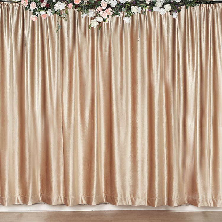 8 Feet Champagne Premium Velvet Material Curtain Panel Backdrop Stand 